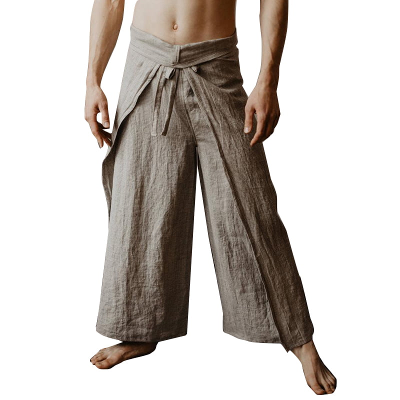 Men's Thai Fisherman Pants Beach Trousers Baggy Long Wide-leg Bottoms Trousers