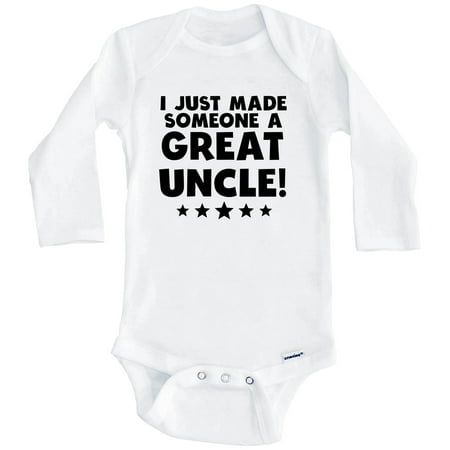 

I Just Made Someone A Great Uncle Niece Nephew One Piece Baby Bodysuit (Long Sleeve) 0-3 Months White
