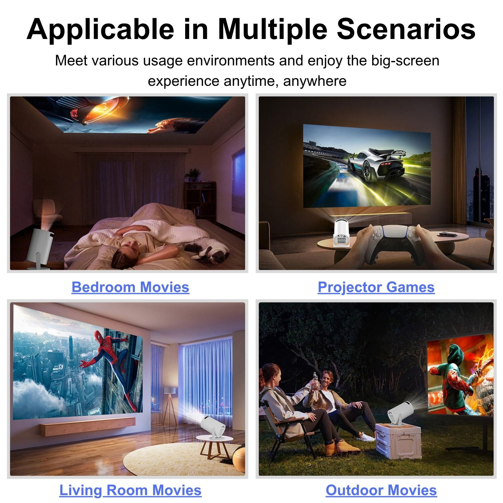 Lumi Beam Projector, 4K UHD LumiBeam Portable Projector with WiFi and Bluetooth, 180° Rotatable Auto Keystone Correction, Eye-Friendly Design, for Reading, Playing, Home Theater