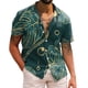 thumbnail image 1 of Camisas De Compresion Hombres Casual Manga corta Primavera Verano Turndown Neck 3D Impreso Camisas Moda Top Blusa Camisas (Green, M), 1 of 4