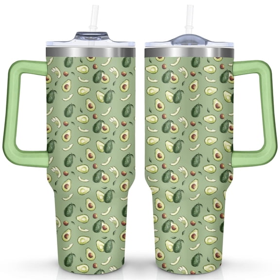 40oz Avocado Tumbler with Handle & Straw, Stainless Steel Insulated Cup, Leak Proof Travel Mug, Keeps Drinks Hot/Cold,Coffee Cup, Gifts for Women Men