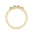 thumbnail image 2 of ANGARA Natural Round Emerald and Diamond Crossover Engagement Ring in 14K Yellow Gold for Women (Size-2mm) | May Birthstone, Birthday, Anniversary, Jewelry Gift for Women | Natural Emerald Ring, 2 of 10