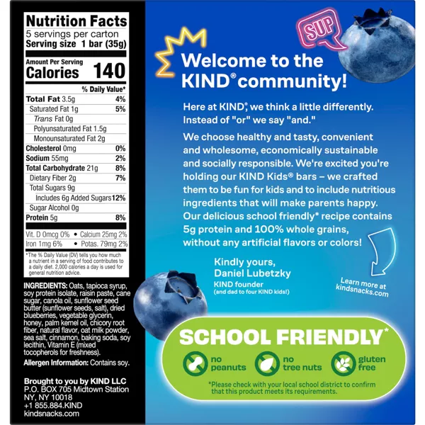 2x-KIND Kids Blueberry Muffin Oat 5 Bars - 6.2oz