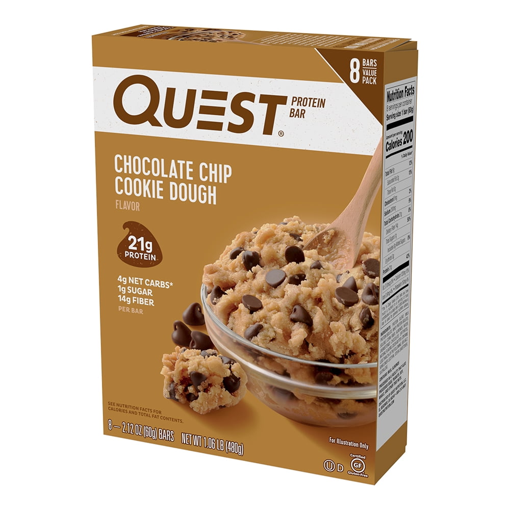 Quest Chocolate Chip Cookie Dough Protein Bar, 8pk