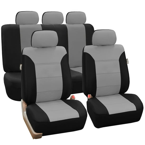 FH Group Classic Khaki Seat Covers, Side Airbag Compatible, Full Set, with Split Bench Function