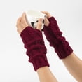 thumbnail image 2 of Vorkoi Knitted Fingerless Gloves for Women Winter Thumbhole Wrist Warmer Men Crochet Arm Warmers Hand Mittens, 2 of 5