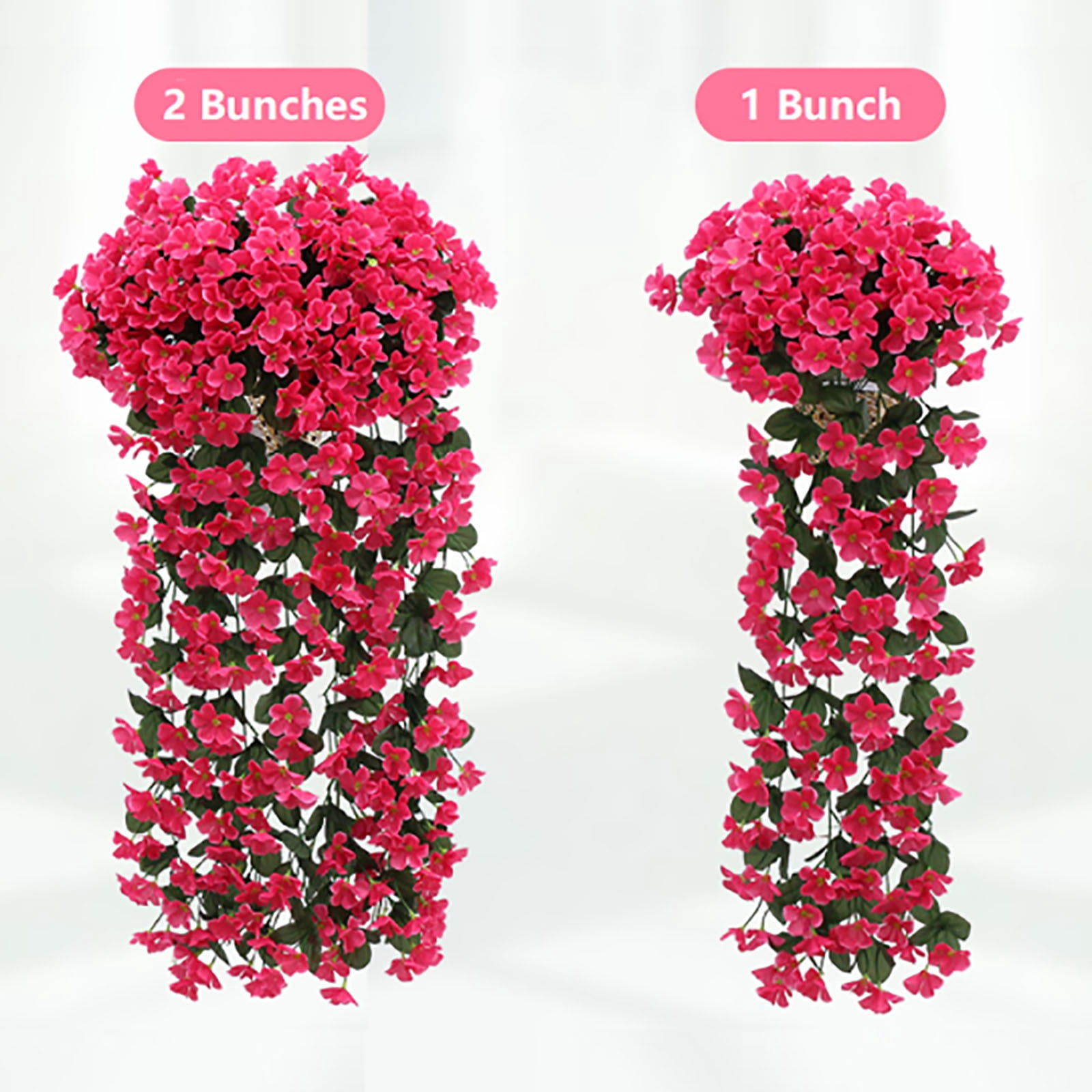 2 Pack Artificial Petunias Hanging Flowers, 27.5in Morning Glory for Outdoors, UV Resistant Petunias for Planters, Porch, Yard, Garden Decoration Indoor Outdoor