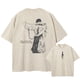 thumbnail image 2 of Camiseta de manga corta para hombre, ropa de calle lavada, color blanco albaricoque, de gran tamaño, con estampado gráfico de Anime japonés, de algodón, de verano, 2 of 5