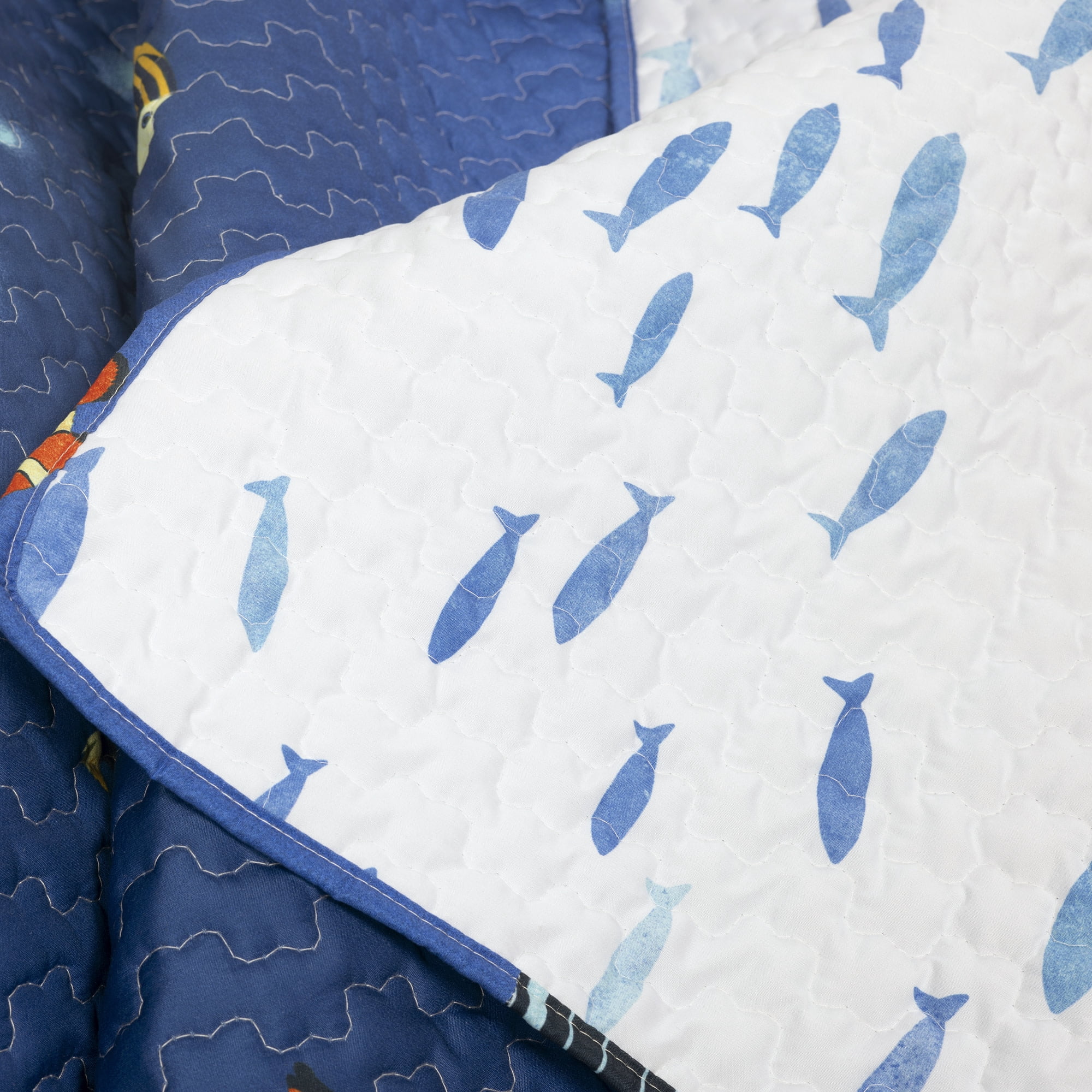 Under The Sea Quilt Navy/Multi 3Pc Set Full/Queen