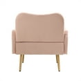 thumbnail image 4 of Velvet Accent Chair, Upholstered Side Chair with Arms and Golden Legs, Comfy Leisure Chair Single Sofa Chair for Small Space Home, Office and Coffee, Weight Capacity 220 LBS, Pink, 4 of 7