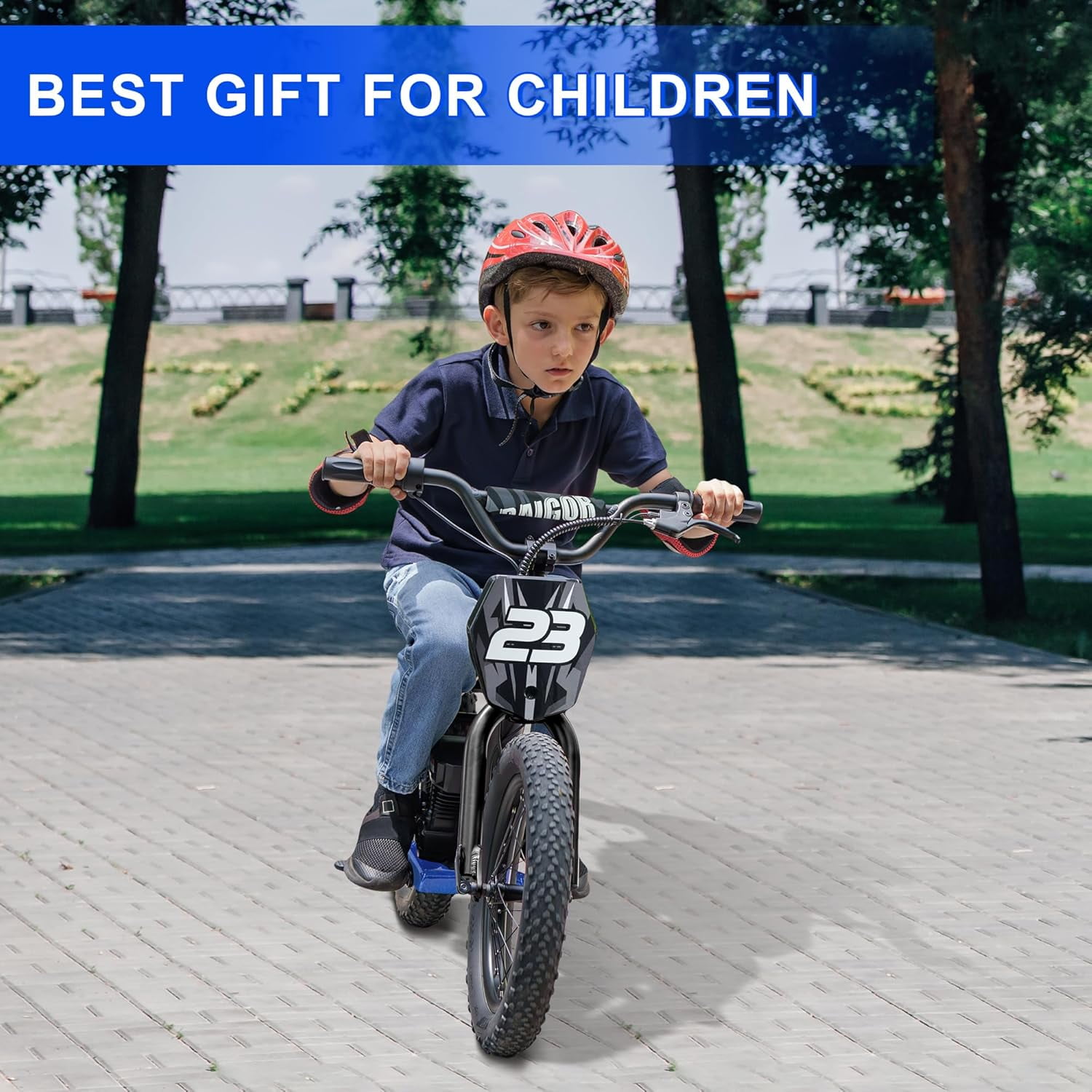 Akaber Kids Electric Dirt Bike for 6-12 Years, 250W Brushless Motor 15.5MPH, 16" Inflatable Tires, 24V Detachable Battery, Electric Bike for Kids