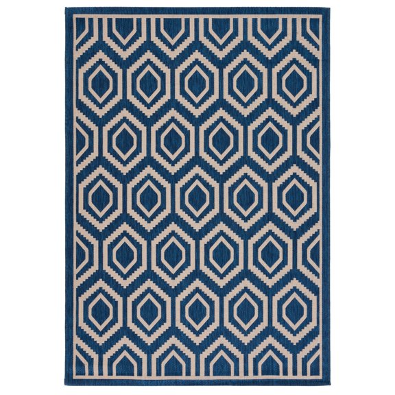 Safavieh Courtyard Amelia Geometric Indoor/Outdoor Area Rug, Navy/Beige, 5'3" x 7'7"