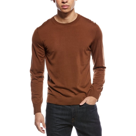 Theory mens Regal Crewneck Wool Sweater, m, Brown