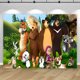 thumbnail image 3 of Fondo de fiesta de Masha y el oso Sakura, fondo para fotografía de cumpleaños de niñas y niños, pancarta de fotos de bosques y casas, póster decorativo, 3 of 5