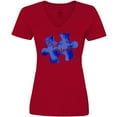 thumbnail image 3 of Inktastic Autism Awareness Be Kind Dark Blue Puzzle Piece Women's V-Neck T-Shirt, 3 of 5