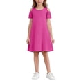 thumbnail image 4 of CYRBOKO Girls Dresses with Pockets, Short Sleeve Athletic Summer A-line Dresses for Kids Hot Pink Size 5-6 T, 4 of 6