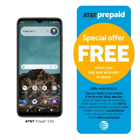AT&T Propel 5G, 64GB, Silver, Prepaid Smartphone