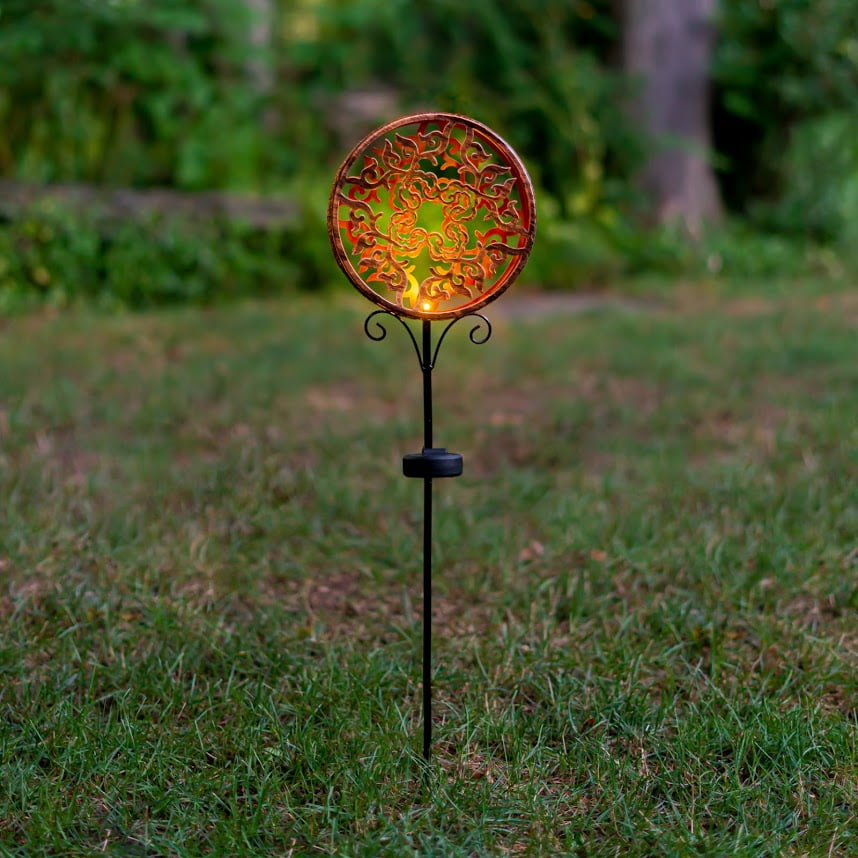 Solar LED Shadow Garden Stake Light - Copper Sun