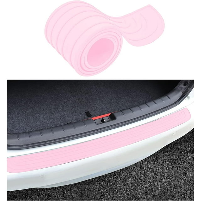 Yazoeia Car Rear Bumper Protector Guard, Auto Scratch-Resistant Rubber Trunk Door Entry Guard Accessory, Universal Non-Slip Vehicle Trunk Door Sill Protector for Most Cars (35"×2.7", Pink)