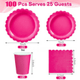 thumbnail image 2 of 100 Pcs Plates and Napkin Party Supplies, Red Plates Cups Napkins Disposable for Birthday Shower Party Decorations, Serves 25, 2 of 5