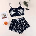 thumbnail image 2 of MuXiKeJi Clothes Halloween Pajamas For Women Sexy Y2k Cute Print Fall Pajama Ruffle Sleeveless Cami Crop Top and Elastic High Waist Shorts 2 Piece Set Funny Skeleton Spooky Lounge Holiday Pjs, 2 of 6