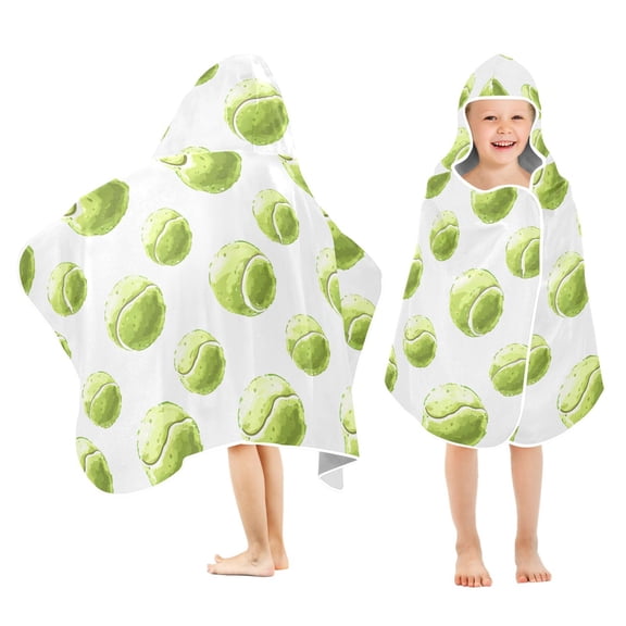 joogoo Watercolor Tennis Balls Kids Hooded Beach Towel Baby Bath Towel 23.5"x50"