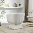 thumbnail image 4 of Swivel Accent Chair, Modern Teddy Fabric Leisure Armchair with Square Base and Thick Seat Cushion, 360 Degree Club Chair Comfy Single Sofa Chair for Living Room, Bedroom, Office, Ivory, 4 of 7