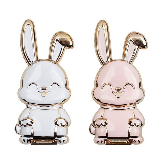 Oxodoi Bunny Phone Stand,Foldable Cute Mobile Holder,Adhesive Desktop Bracket for iPhone Android,Portable Travel Kickstand for Students,2-Pack