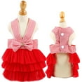 thumbnail image 3 of YUEHAO Dog Sweaters for Small Dogs Bubble Skirt Stripe Lace Dress Dog Dress Princess Dresses for Dog, Fashion Pet Dog Clothes, Striped Mesh Puppy Dog Princess Dresses Small Dog Sweater (Red, L), 3 of 3