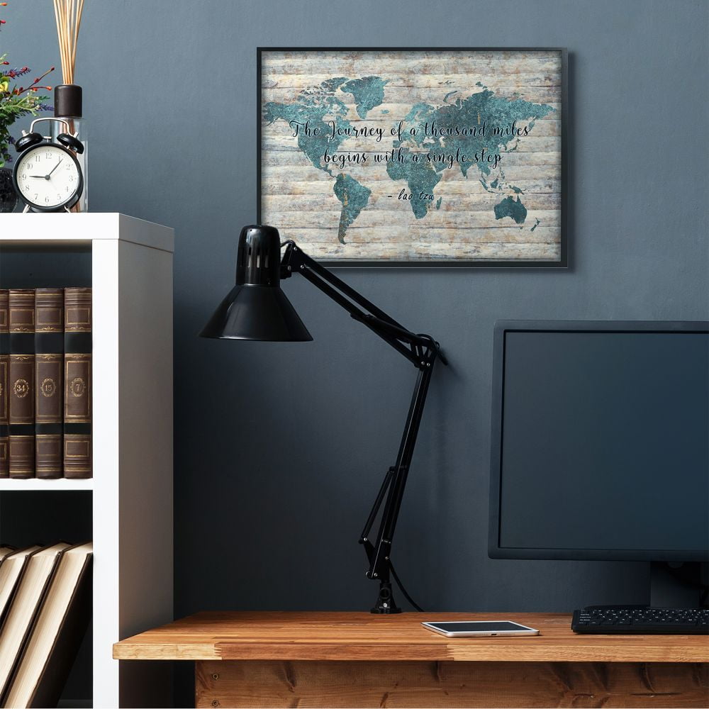 Stupell Industries The Journey of a Thousand Miles Quote over Rustic Map Designed by Ziwei Li
