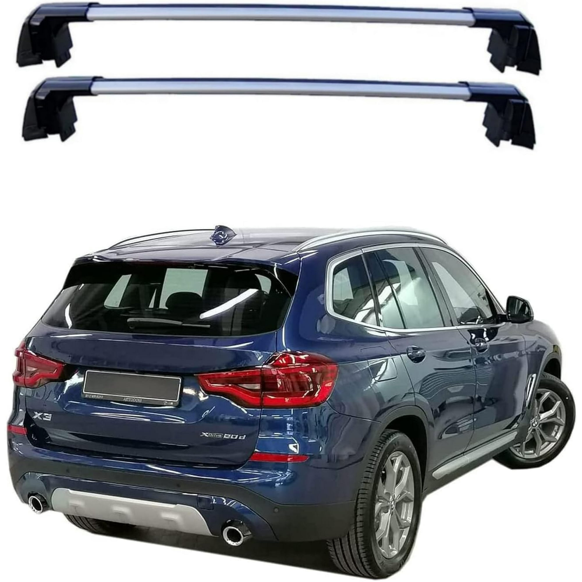 ROKIOTOEX Coyote Roof Rack Crossbars Fits 2017 2024 BMW X3 M X3 PHEV Flush Side Rails Lockable Cross Bars for Rooftop Cargo Bike Carrier Black BX19G