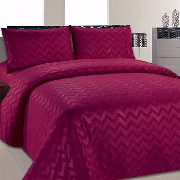 Beverly Hills Chevron Collection 1800 Series Ultra Soft Wrinkle Resistant Solid Color Sheet Set (Twin, Burgundy)
