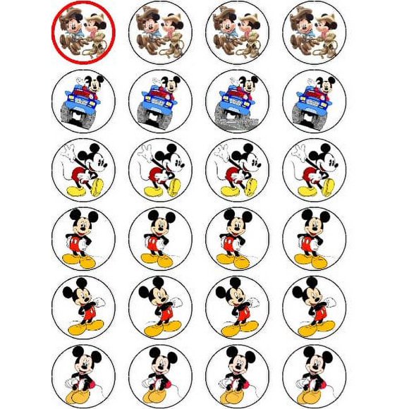 MICKEY MOUSE 24 Edible Icing Image Cupcake Toppers ABPID03445
