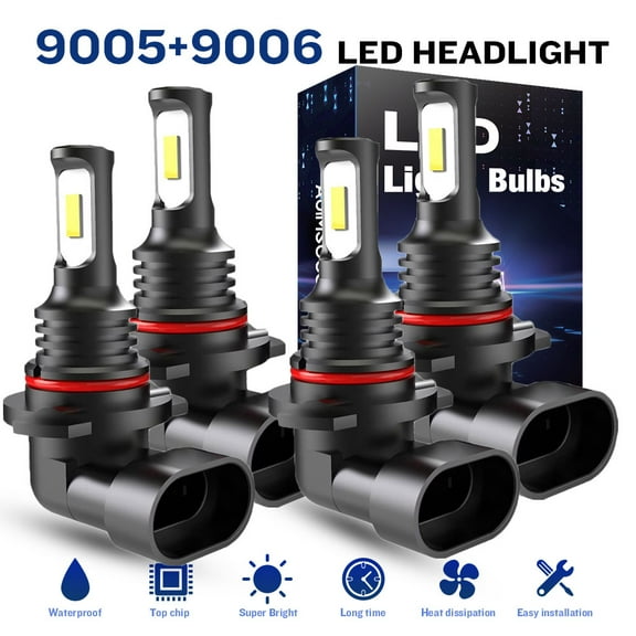 For Toyota Highlander 2001-2004,2005,2006,2007 White 9005 9006 Led Headlight High Low Beam Super Bright Bulbs 4pcs