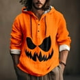 thumbnail image 2 of Chemise Décontractée Imprimée Halloween pour Hommes Col Rond Boutonnée Design Taches de Sang Manches Longues Grande Taille Haut Confortable Élégant, 2 of 5