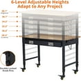 thumbnail image 1 of GloryStar 48"x 24" Workbench for Garage, Heavy Duty Workstation with Power Outlets, Multipurpose Rubber Wood Shop Table with 4 Lockable Wheels, Hardwood Workbench for Workshop - 2000LBS Load Capacity, 1 of 6