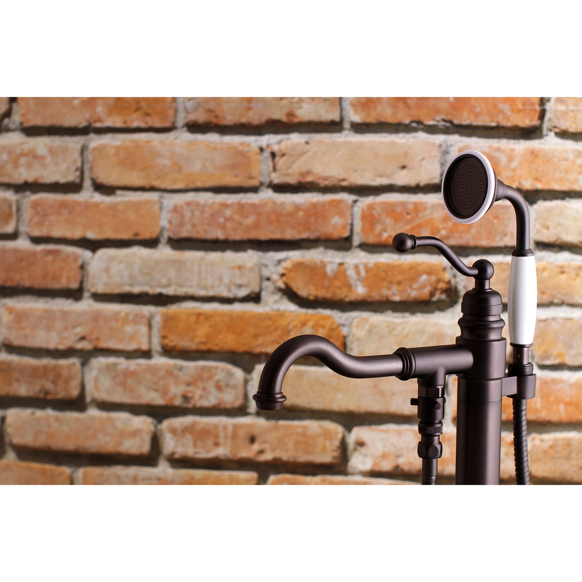 Kingston Brass KS7135ABL English Country Freestanding Tub Faucet with Hand Shower, Oil Rubbed Bronze