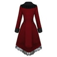 thumbnail image 3 of QATAINLAV Womens Medieval Steampunk Tailcoat Victorian Gothic Jacket Dresses Vintage Lace Long Sleeve Zip Up Tuxedo Coat Wedding Uniform, Red, L, 3 of 4