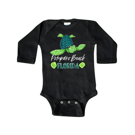 

Inktastic Pompano Beach Florida Happy Sea Turtle Gift Baby Boy or Baby Girl Long Sleeve Bodysuit