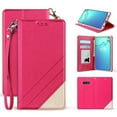 thumbnail image 2 of for 6.1" Samsung Galaxy S10 LITE Luxury Infolio Hybrid Grip and Anti-Slip Dust and Debris Protection Shock Absorption Foldable Kickstand Landscape Mode Leather Strap Card Slot Wallet Case [PinkWhite], 2 of 4