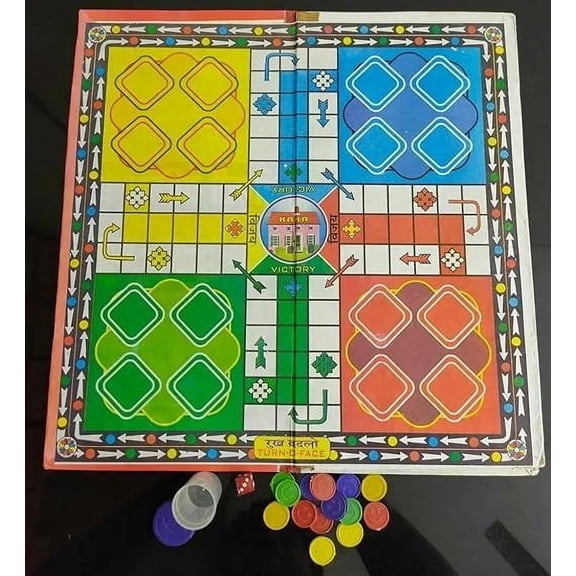 Moolyavaan Products Ludo & Snake Ladder Game, Sap Seedhi Combo Dice Coins Set (12x12 Inch)