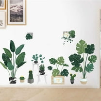 Efavormart Green Tropical Potted Plants/Planters Wall Decals, Peel & Stick Decor Stickers