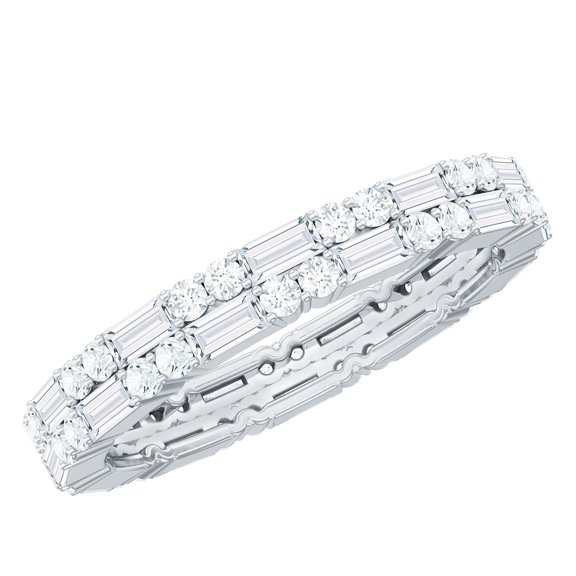 Rosec Jewels Elegant Moissanite Eternity Ring for Women (2.75 CT) - Wedding Anniversary Gift, 925 Sterling Silver, US 4.00