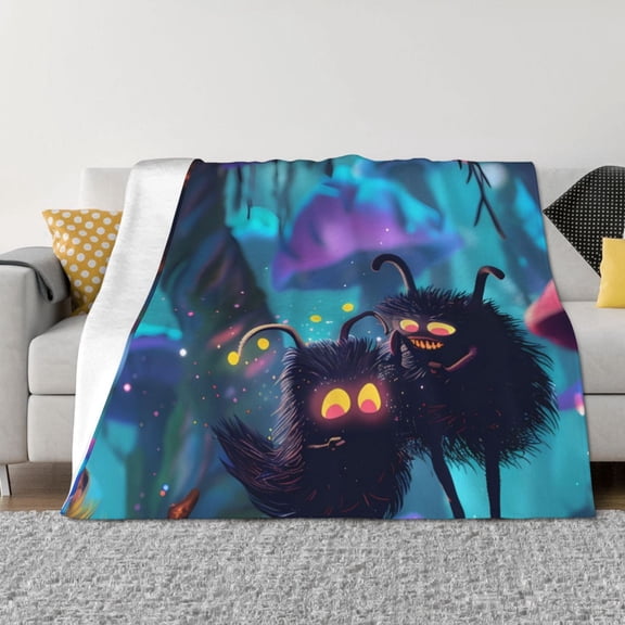 Naloa Cute Fuzzy Fantasy Creatures Flannel Fleece Throw Blanket for Bed Couch, Thick Blanket - All Seasons Suitable for Women, Men and Kids-40"x30"