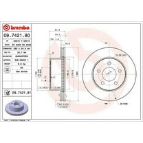 Brembo 09.7421.81 BRAKE ROTORS Fits select: 1995 JEEP WRANGLER / YJ S/RIO GRANDE, 1997 JEEP WRANGLER / TJ SE