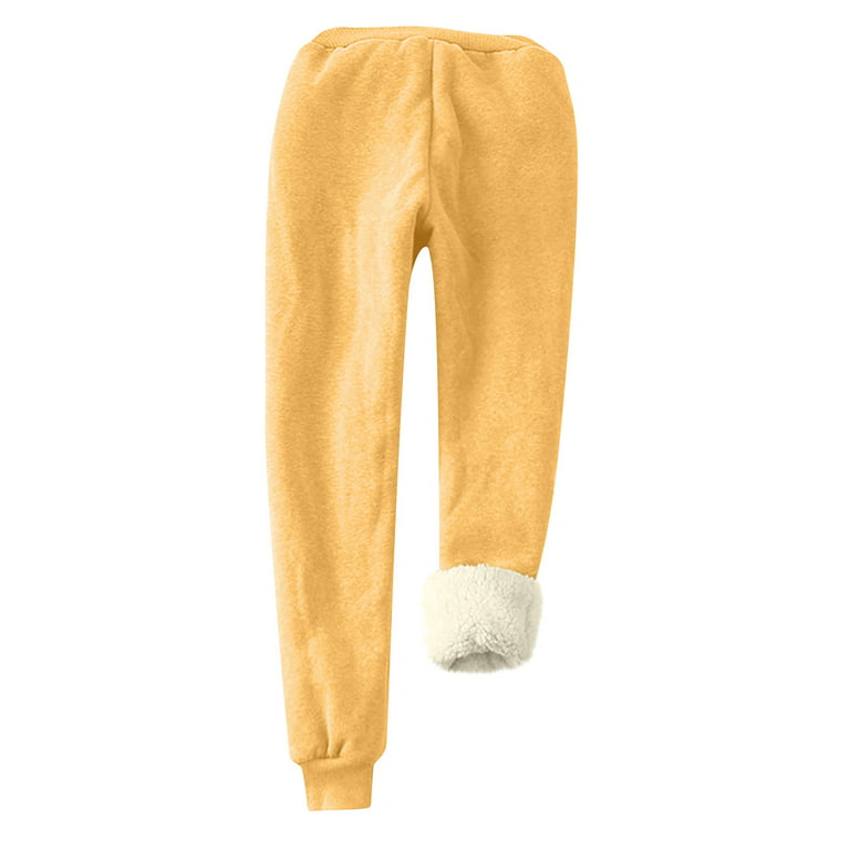 Yyeselk Fleece Lined Pants Women Sweatpants with Pockets Thicked Fall  Winter Trendy Dog Paw Heart Printed Comfy Casual Drawstring Waist Warm Long  Pants Yellow XL 