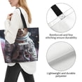 thumbnail image 3 of Pofeuu Cat Astronaut In Space Print Reusable Grocery Bags - Washable, Foldable, Packable Tote, Large Handles, Heavy Duty, Zippered Top Pouch, 3 of 8