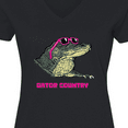 thumbnail image 4 of Inktastic Gator Country Sunny Gator in Pink Sunglasses Women's V-Neck T-Shirt, 4 of 5