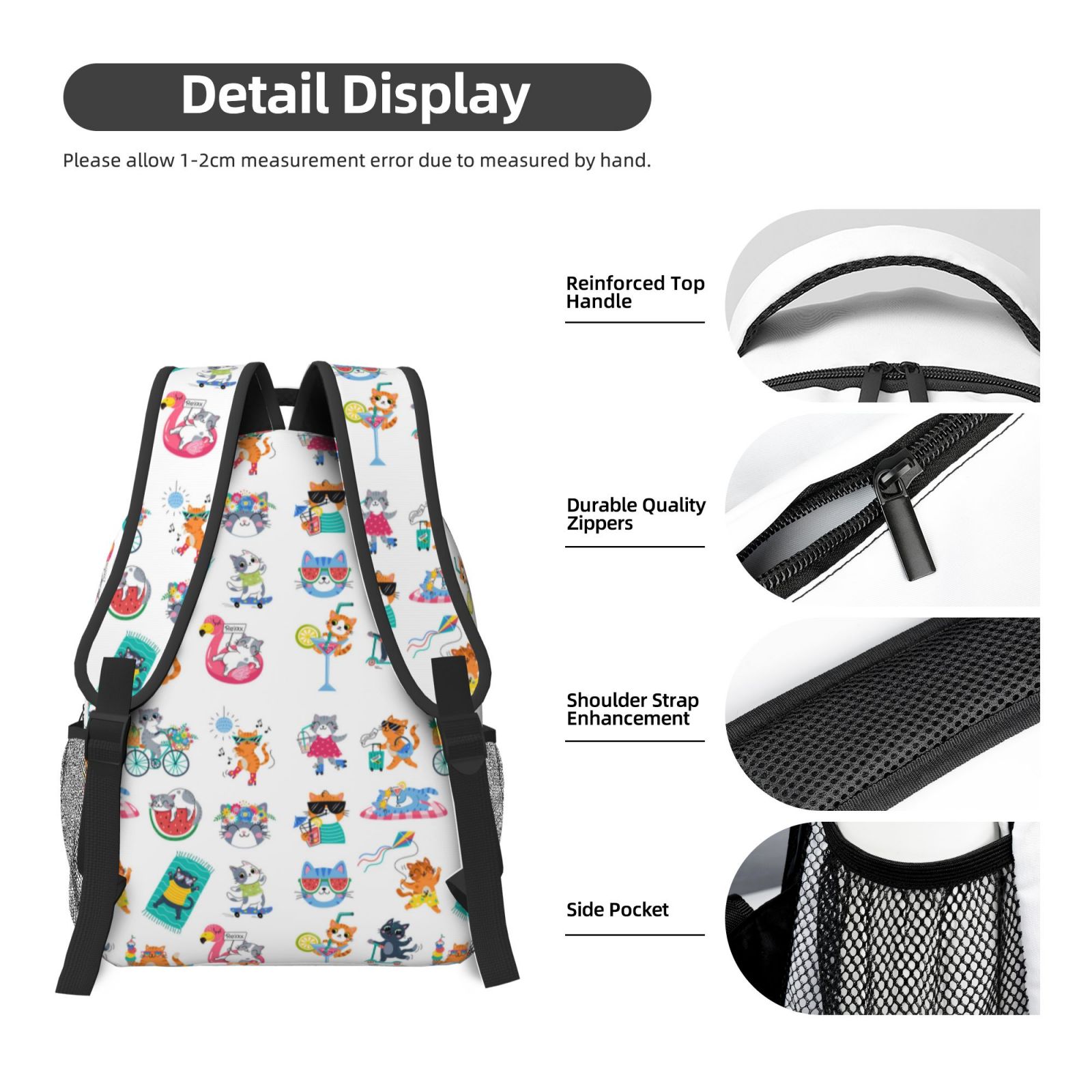 Xecao Hello Summer Cat Travel Backpack: A spacious, stylish computer backpack ideal for men and women, perfect for college, school, or daily travels