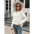 thumbnail image 4 of Women'S Long Sleeve Round Neck Pullover Sweater Bowknot Backless Knit Tops White L, 4 of 9